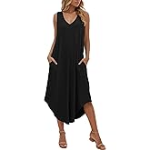 Pylnily Women's Summer Dresses Casual Sleeveless Maxi Dresses V Neck Loose Sundress Long Dress with Pockets
