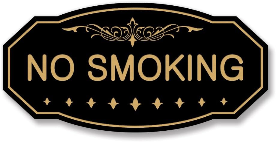 NO Smoking Victorian Door/Wall Sign (Black/Gold) - Small 3" x 6"