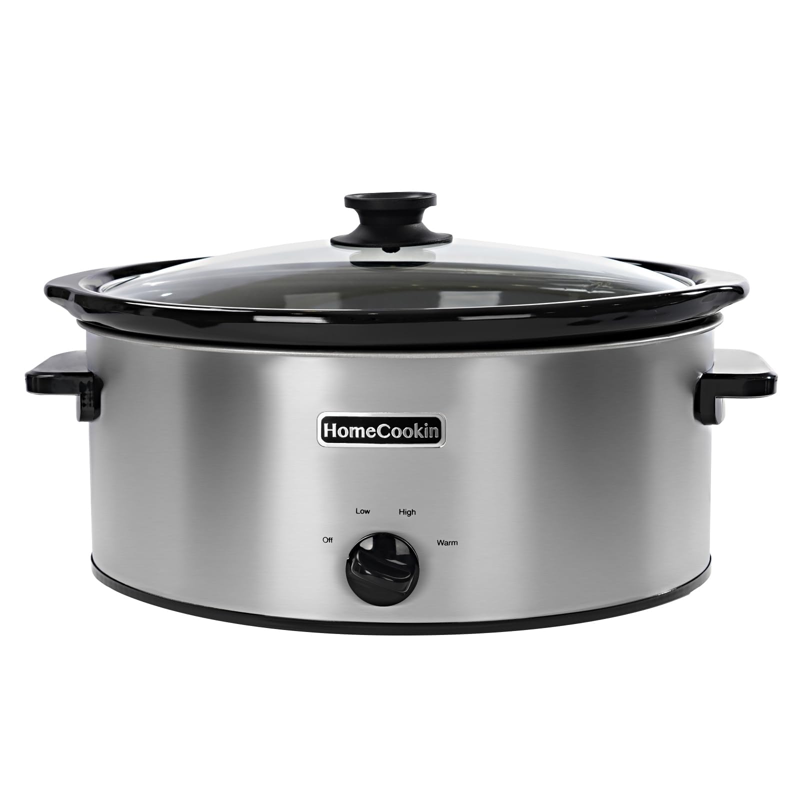 HOMECOOKIN 7 Quart Slow Cooker Oval Manual Pot Food Warmer with 3 Cooking Settings, Stainless Steel
