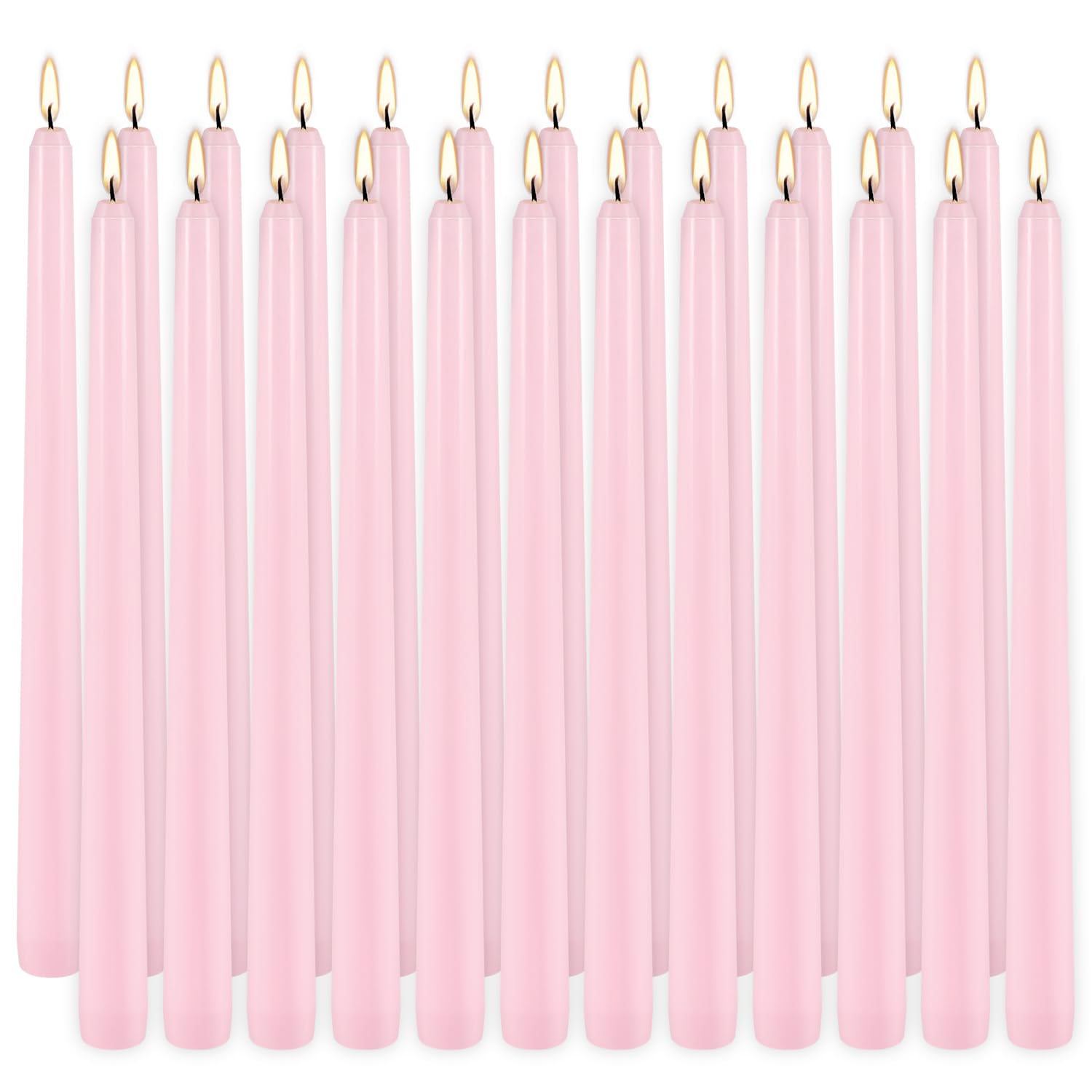 Photo 1 of 10 Inch Pink Taper Candles Set of 24,Unscented,Smokeless and Dripless Candlestickst for Valentine's Day,Household, Wedding, Party and Home Décor Candlesticks,Shabbat,8 Hours Burn Time