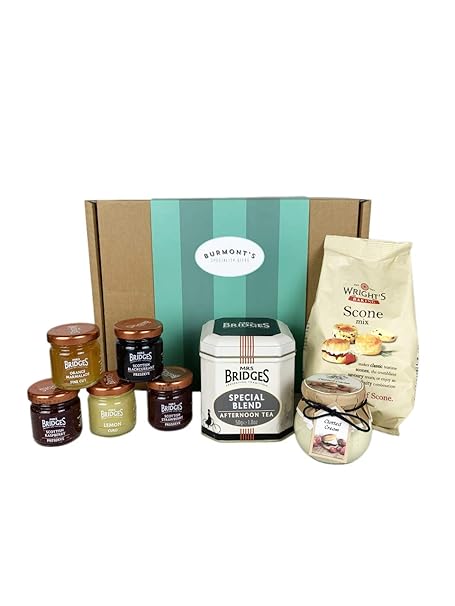 The Ultimate Great British Afternoon Tea & Scones Hamper - Including Tea, Premium Scone Mix, Clotted Cream, Jams, Preserves &