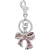 SCECALA Silver Bow Rhinestone Keychain for Women