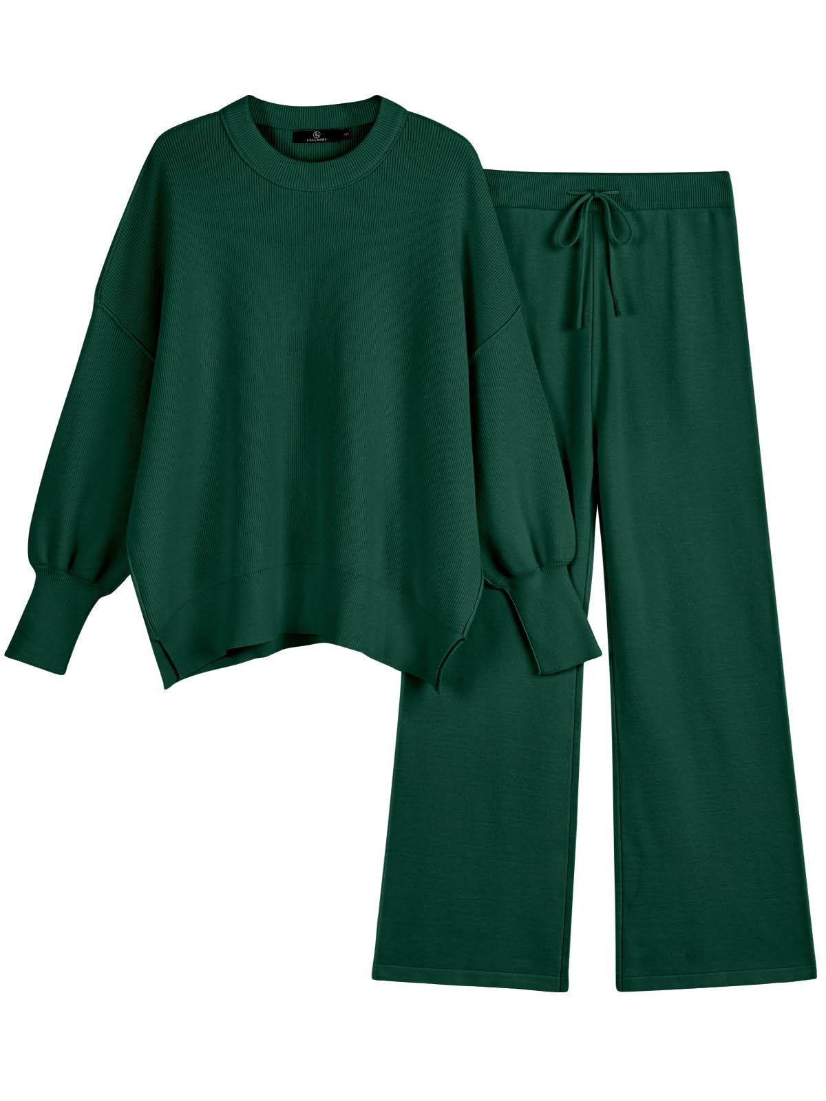 Photo 1 of ***PARTIAL SET/MISSING TOP**** LILLUSORY Lounge Sets For Women 2 Two Piece Outfits 2025 Fall Winter Airport Trendy Matching knit Sweat Suit Sweaters Pants Sweatsuit Loungewear Cute Travel Fashion Clothes Dark Green M