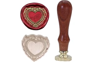 ATOPBB Romantic Vintage Embossed Frame Wax Seal Stamp - Heart 3D Relief Photo Frame Seal Stamps with Wood Handle, Retro Sealing Wax Stamp for Wedding Invitations, Scrapbooking, Letters(F16)