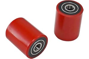 CARBO GLIDE Pallet Jack/Truck Load Wheels Set (2 pcs) 2.75" x 3.75" with Bearings ID 20mm Poly Tread Red