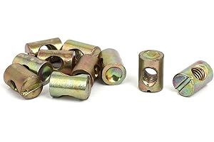 uxcell uxcell10pcs M6x15mm Barrel Bolt Cross Dowel Slotted Furniture Nut for Beds Crib Chairs