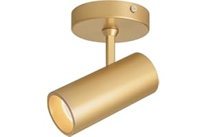A AISILAN Aisilan 12W LED Gold Directional Ceiling Spot Lights Indoor - Adjustable 90°Spotlight Lighting, Anti-Glare, Warm Light, CRI 97, Flicker-Free - Ideal for Picture Painting and Living Room Accent Light