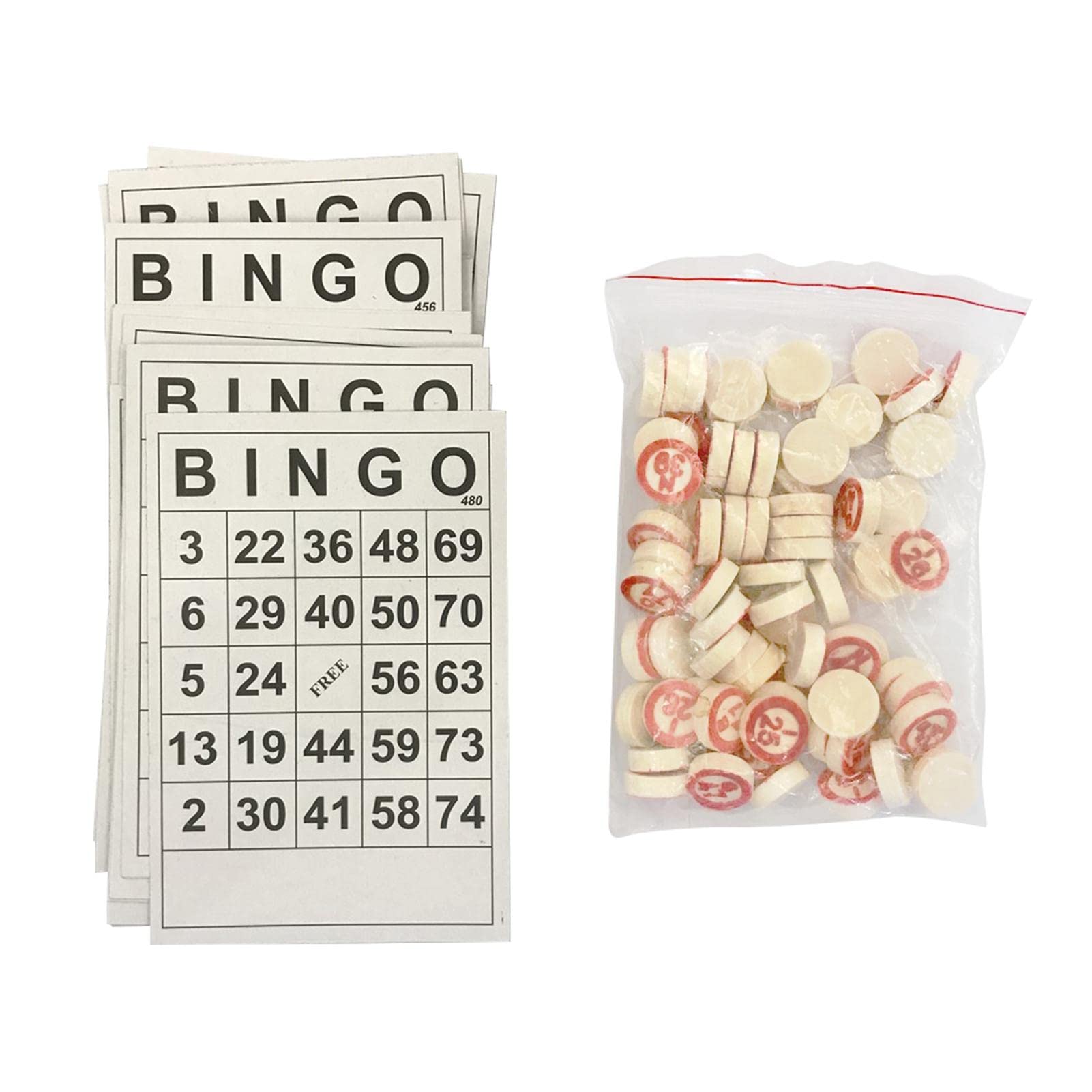 Ssiyiya Bingo Board Game, Classic Bingo Cards, Vintage Wooden Bingo Game Set with 40 Bingo Number Cards and 75 Chess, Family Games Bingo Educational Toy for Kids & Adults