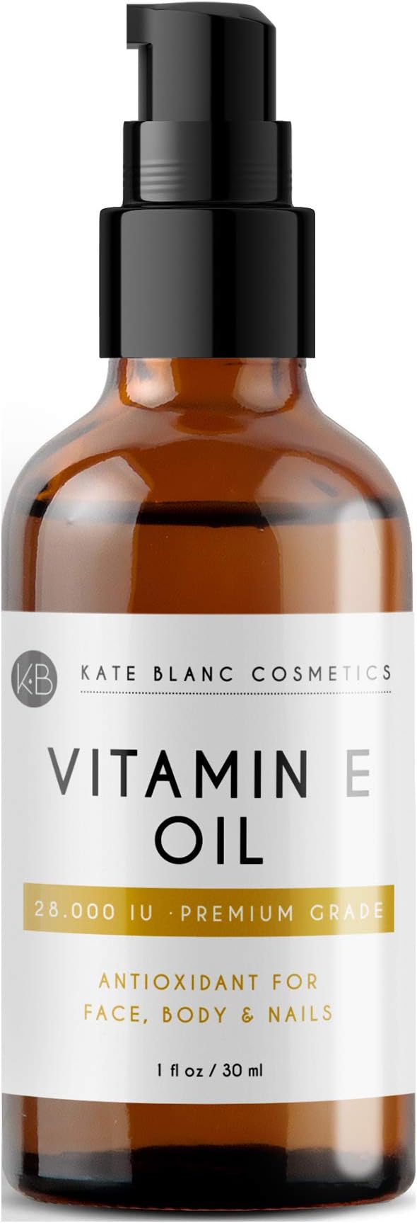 Vitamin E Oil by Kate Blanc. Moisturizes Face and Skin. 28,000 IU. Reduce Appearance of Scars, Wrinkles, Dark Spots. (1 oz)
