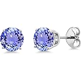 Gem Stone King 925 Sterling Silver Gemstone Birthstone Stud Earrings for Women Men | Round 6MM | Fine Jewelry Gifts for Her Him Mom Dad Wife