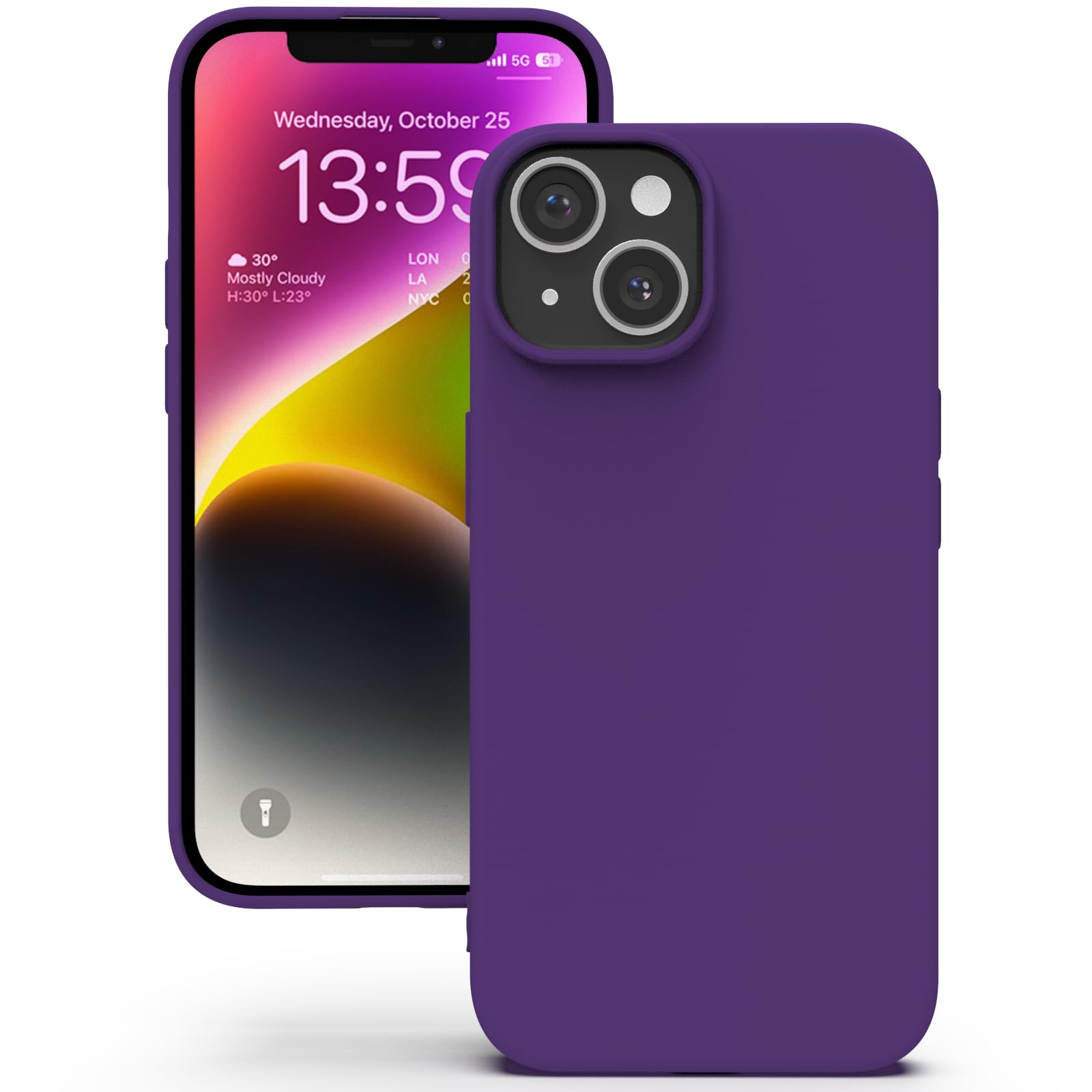 YATWIN Silicone Case for iPhone 14 Plus, Soft-Touch, Shockproof, DustProof, Antiskid Full Body Armour Phone Cover for Apple iPhone 14 Plus - Purple