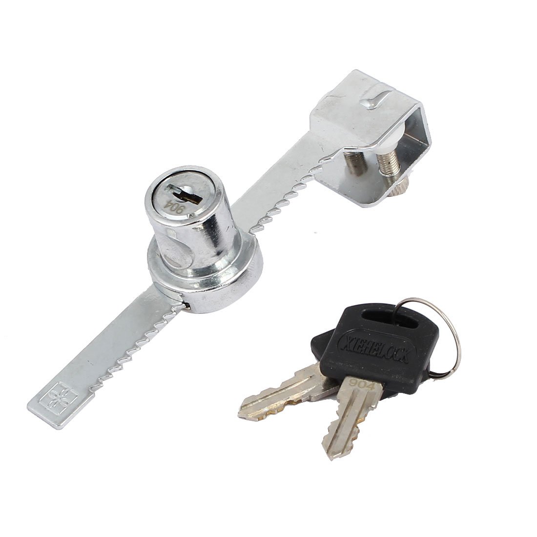 sourcingmap Cabinet Showcase 140mm Length Slide Glass Door Lock Locker for 13mm Glass, Silver Tone W Keys