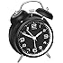 Peakeep 4" Twin Bell Alarm Clock with Stereoscopic Dial, Backlight, Battery Operated Loud Alarm Clock (Black)