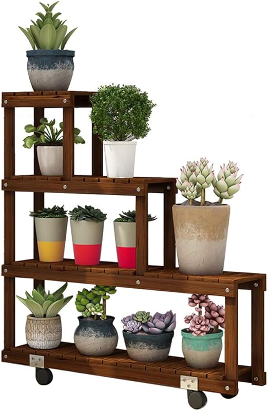 Estantería para Macetas, Soporte de Madera para Flores con 4 ...