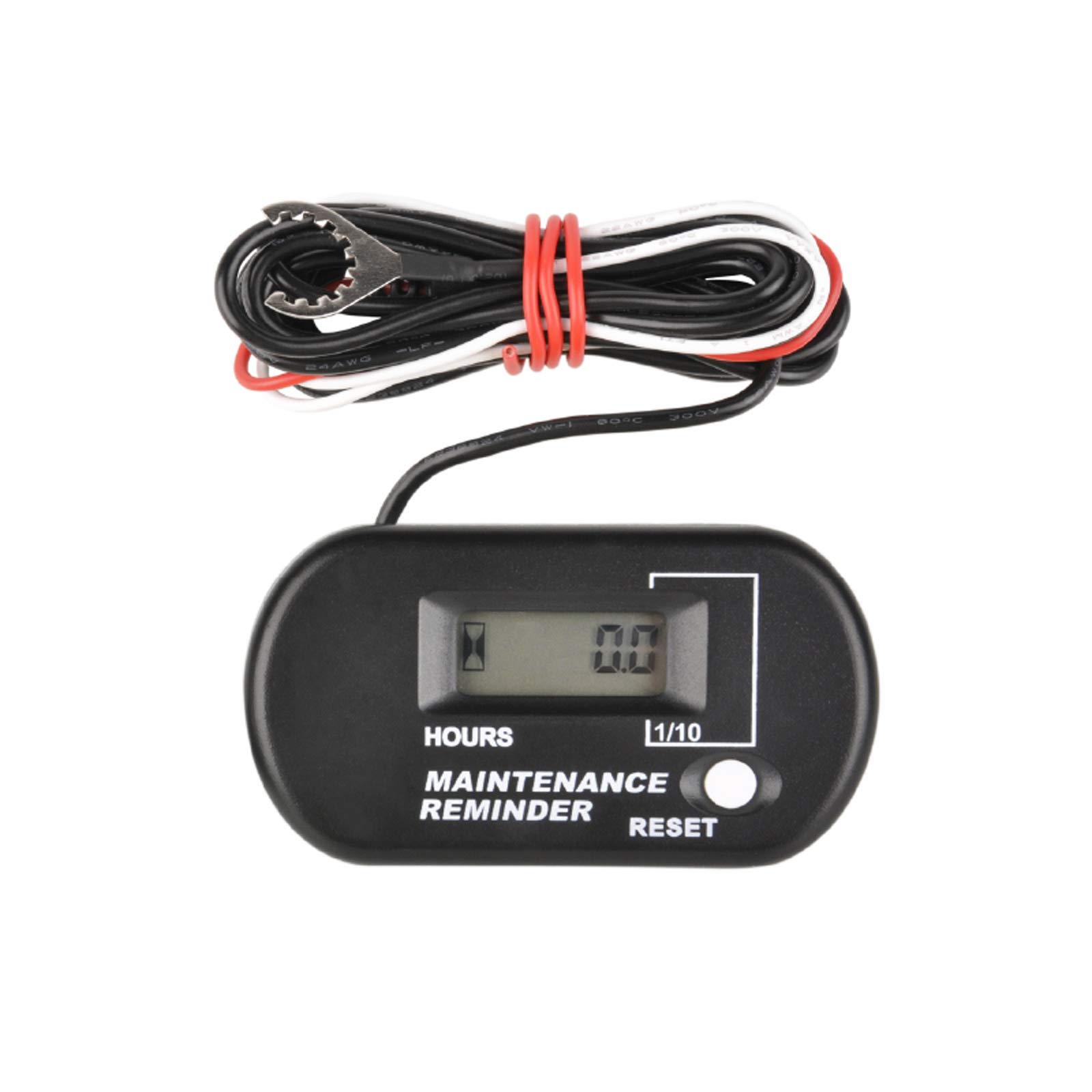 Jayron Maintenance Resettable Hour Meter,Data storage,Waterproof Design Apply to Generator Lawn Mower Jetski Motorcycle ATV Outboard Motor and any Gasoline Engine (black)