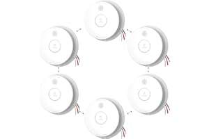 Ecoey Hardwired Smoke Detector Interconnectable UP to 12 Units, Smoke Detector 10 Year with Replaceable 9V Backup Battery, Fire Alarms Smoke Detectors with Photoelectric Sensor, 6 Packs