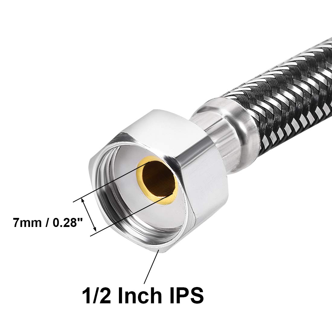 uxcell Faucet Supply Line Connector 1/2 Inch IPS Female x 1/2 Inch IPS