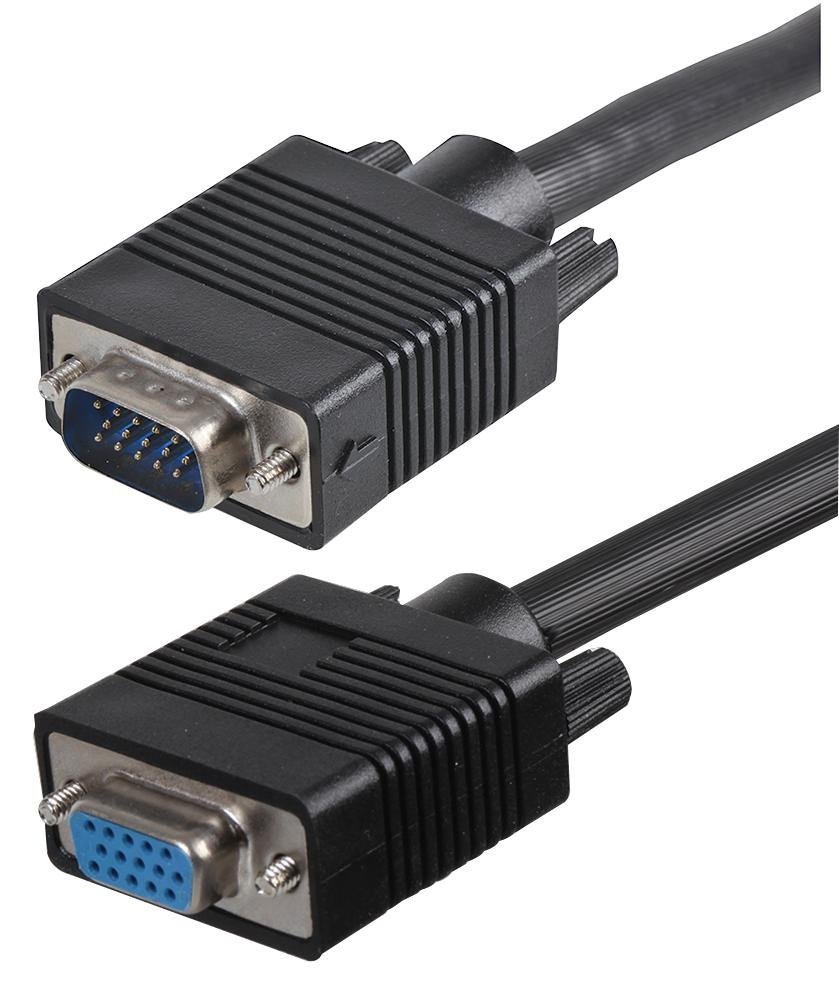 Pro Signal 1.8m SVGA Extension Cable – VGA Plug to Socket, 15-Pin HD Male to Female Lead with Aluminium Shielding – Black - PSG91294