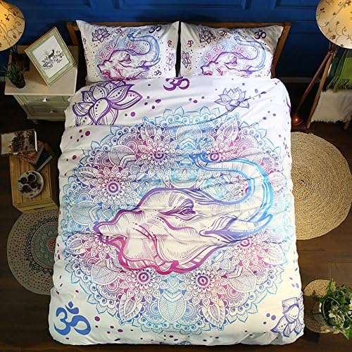 Prom Bedding Poly Fiber 3PC Bedding Sets 3D India Buddhism Elephant Printing Duvet Cover King Size