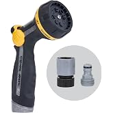 Melnor RelaxGrip Metal 8-Pattern Hose Nozzle: Thumb Operation | 65188AMZ | Comfortable Grip | Less Hand Strain | Lightweight Design | Durable Metal Threads | Trigger Lock