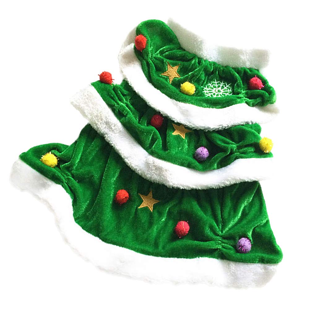 POPETPOP Pet Christmas Costume-Christmas Tree Shaped Dog Costume Pet Winter Clothes Comfortable Warm Hoodie Dress for Party - Size XL (Green)