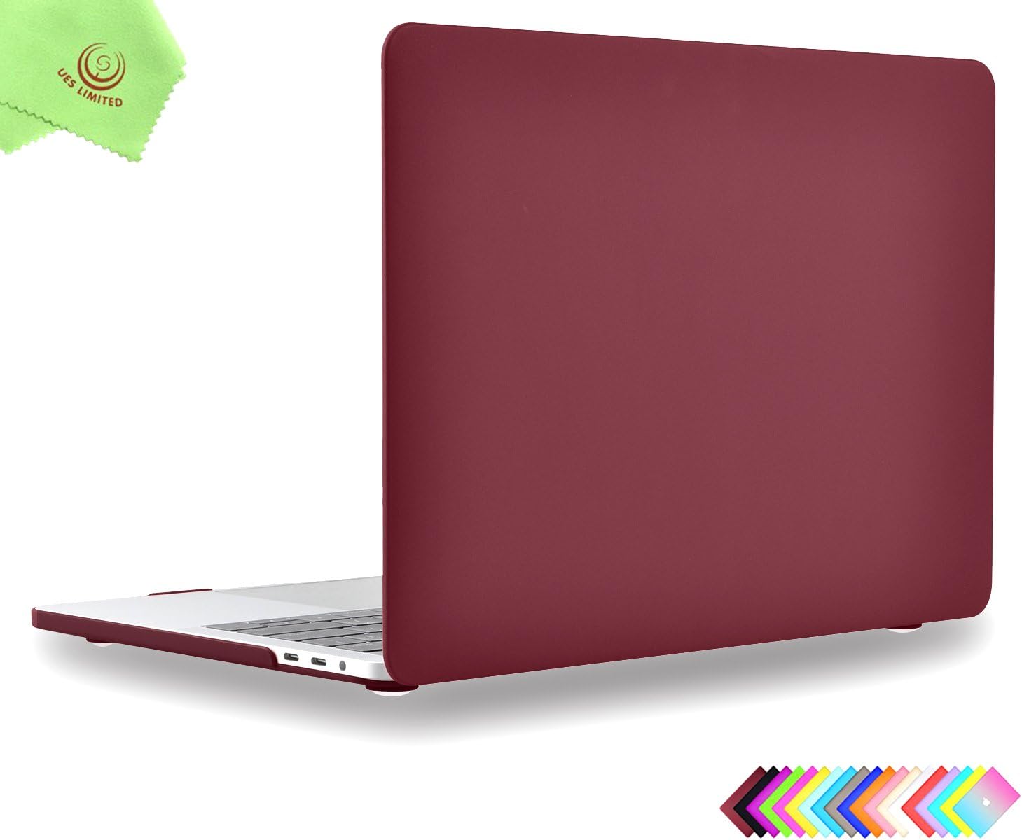 UESWILL MacBook Pro 13 inch Case 2019 2018 2017 2016, Model A2159/A1989/A1706/A1708, Matte Hard Case Cover for MacBook Pro 13 inch (USB-C) with/Without Touch Bar, Wine Red