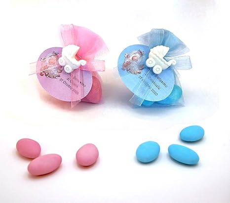 50 unidades. Detalle de regalo para nacimiento, bautizo, niño, niña, bolsa de peladillas.: Amazon.es: Bebé