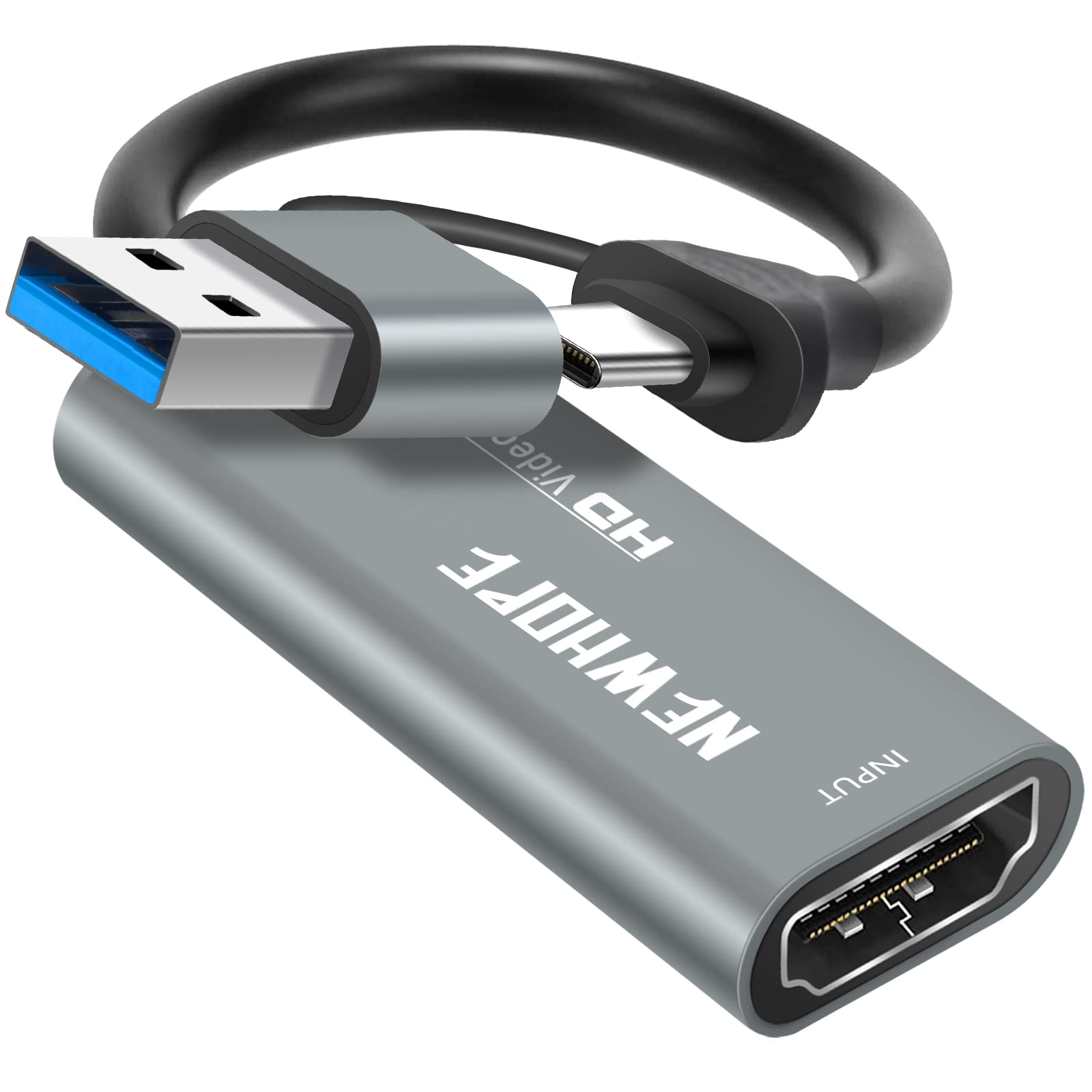 Video Capture Card HDMI to USB/Type-C - 1080P 60FPS Game Capture Card for Streaming, Teaching, Video Conferencing or Live Broadcasting