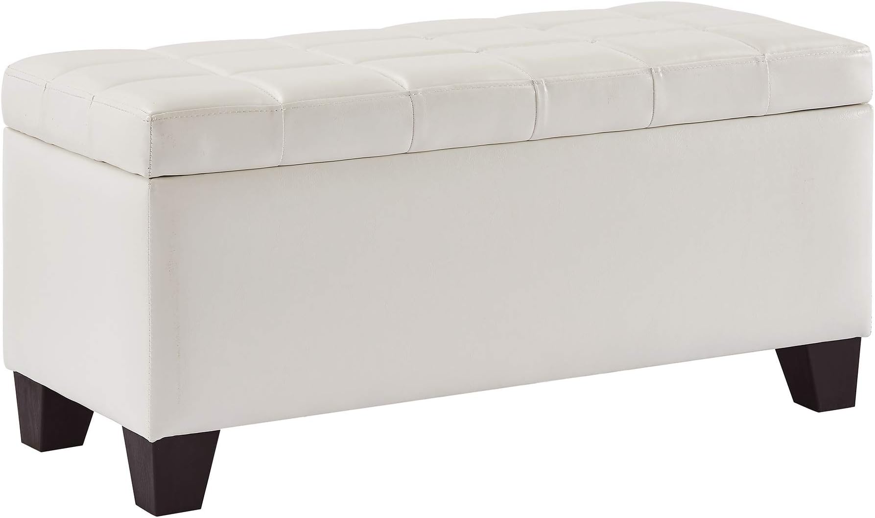 WHI , White Upholstered Storage Ottoman