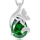 YIFSIY Butterfly Necklace for women 925 Sterling Silver Teardrop Pendant Necklace Birthstones Jewelry Gift