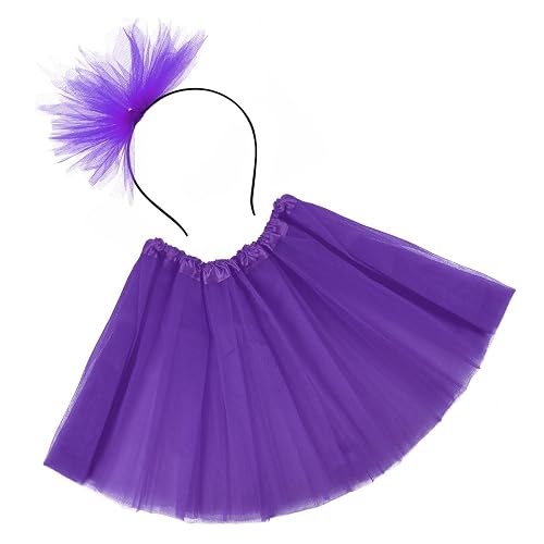 Lusofie Tutu Skirts for Women Adult Tutu Classic Elastic 3 Layered Puffy Tulle Skirt 80s Fancy Dress for Women Mesh Bubble Lavender Purple Skirts for Dress Up Party, Halloween Party, Dancing(Purple)