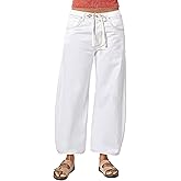 Flamingals Barrel Jeans for Women Trendy Mid Rise Stretchy Drawstring Cropped Jeans Boyfriend Casual Ankle Pants