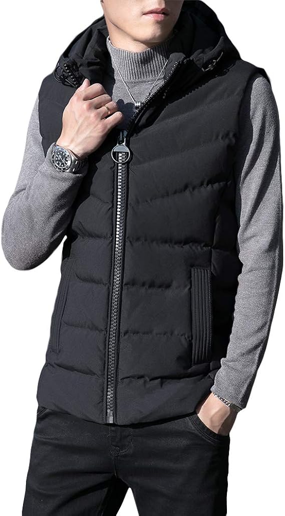 Amazon Ceen メンズ ダウンベスト ダウンジャケット 細身 フード付き キレイ目 冬服 暖かい カジュアル 中綿 軽量 防寒 袖なし アウトドア ベスト 通販