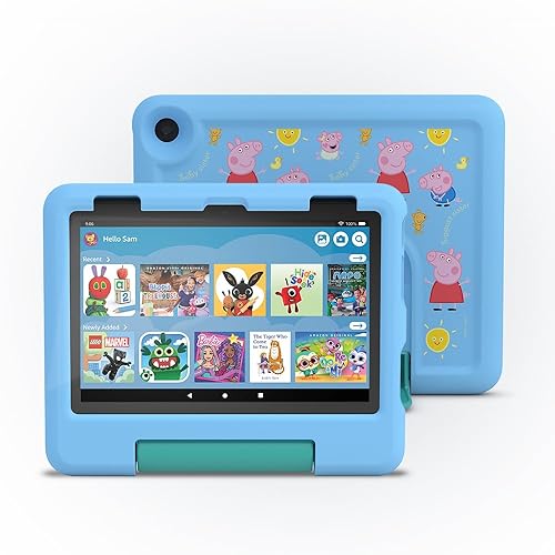 Amazon Fire HD 8 Kids tablet (Peppa Pig, limited edition), ages 3–7 | Includes ads-free books, games and videos, 8" HD screen, parental controls, 13-hr battery, 32 GB, Blue