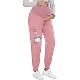 PACBREEZE Women's Maternity Scrubs with 6 Pockets, Workwear Maternity Jogger Scrubs Pregnancy Pants, S-XXL