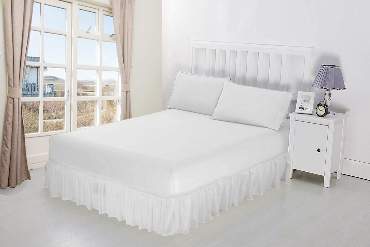 NIYS Luxury Bedding 100 Egyptian Cotton Frilled Valance Fitted Sheet