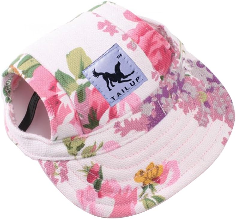 Dogs Hat Party Hats Baseball Hat Canvas Cap with ear holes for Puppies Chihuahua poodles Beagles/Boston Yorshire Terrier/Shih Tzu/French Bulldog/Miniature Schnauzer/Pug, Middle, Flowers