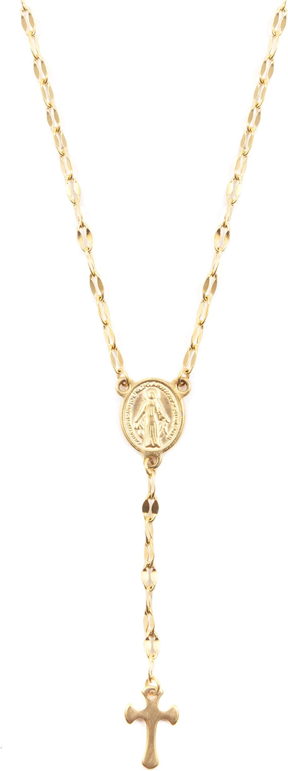 Women Cross Necklace with Coin in Gold Colour | Y Necklace Stainless Steel