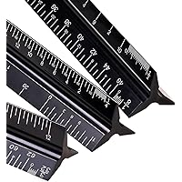 Architectural Scale Ruler 3 Pack Aluminum Triangular Ruler 12 Inch Imperial Metal Scale Ruler for Blueprint Drafting Ruler fo