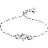 I Jewels Silver Plated Cubic Zirconia Adjustable Bracelet Jewellery with Pull-Chain for Women (ADB164-69)