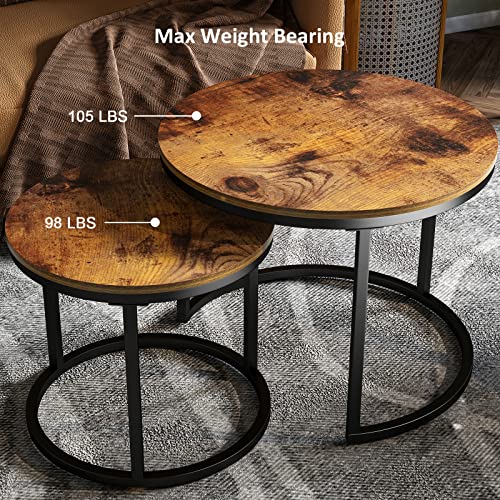 KOTPOP Industrial Nesting Coffee Table for Balcony Living Room, Round