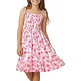 WELAKEN Girls Summer Dress A-Line Spaghetti Strap Open Back Twirl Sundress for Kids