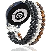 LuReen Beaded Bracelet Band Compatible with Galaxy Watch 7/6/5/4 40mm 44mm/Watch 6 Classic 43mm 47mm/Watch 5 Pro 45mm/Watch 4 Classic/Active 2 Band, 20mm Elastic Stretchy Strap Wristband for Women