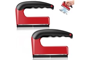 GULFMEW 2 Pack 100 Lb Magnet with Handle, Powerful Magnetic Pickup Tool with Rubber Ergonomic Handle, Heavy Duty Magnets for Lifting Metal Objects, Iron Plates, Doors (Red with 2 Magnetic Shields)