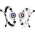 TOTWOO Long Distance Touch Bracelets for Couples, Smart Light up & Vibration for Love Couples Healing Stone Bracelet | Long Distance Relationship Gifts for Girlfriend Bluetooth Pairing Jewelry