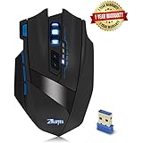 Portable Wireless Adjustable Computer Mouse - Ergonomic Precision Optical Gaming Mice with USB Receiver, for PC, Laptop, Mac, Notebook, -Black