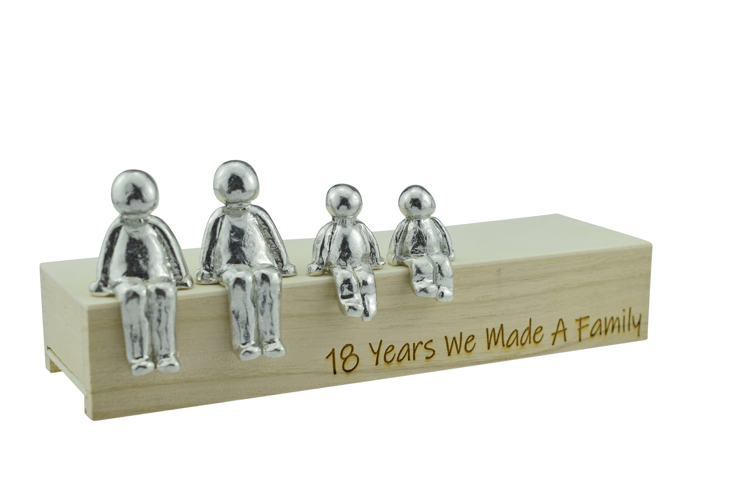 Pirantin 18th Anniversary Idea - 18 Years We Made A Family Metal Ornament - Choose Your Family Combination Box & Woodgrain May Vary(2 Children)