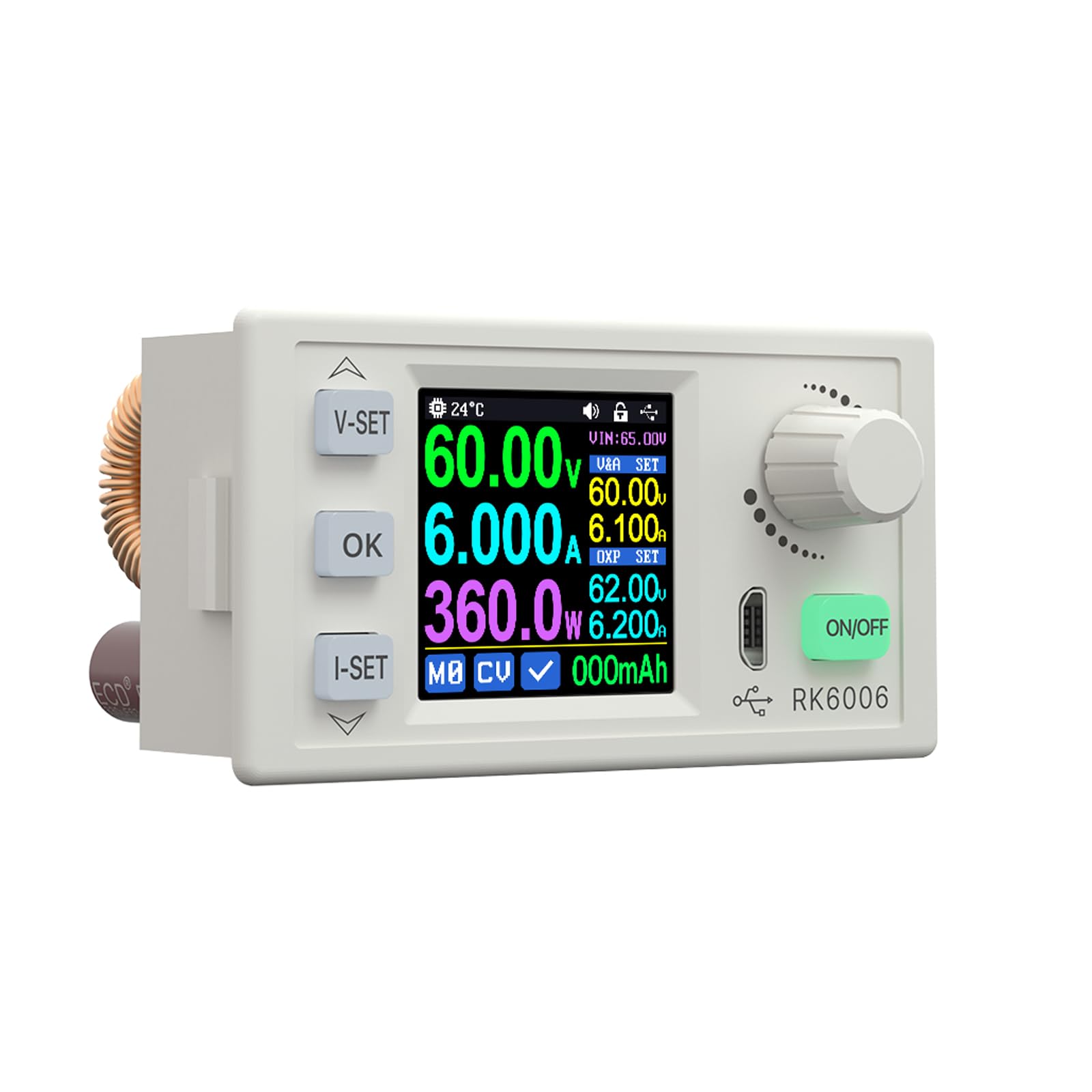 Régulateur De Tension DC Réglable RK6006-BT - 0-60V, 0-6A, 360W - Écran LCD 1.54", Bluetooth, Interface Micro-USB - Alimentation De Labo Précise