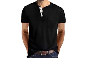 Lexiart Mens Fashion Henley Shirts Long Sleeve Button Cotton T-Shirt with Pocket