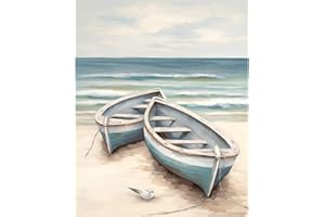 Natuyalo Paint by Numbers for Adults Beginner, Boat on The Beach Acrylic Easy Paint by Numbers Kits Craft Kits for Adults Suitable for Home Wall Decoration Flameless 16x20 Inch